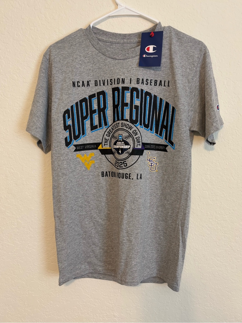 Champion Gray 'Super Regional' Graphic Baseball Tee